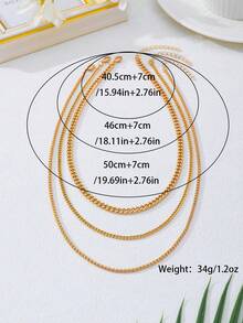 3pcs/Set Women's Herringbone Necklace, Delicate Solid Color Snake Chain Necklace, Minimalist Layered Necklace, Gold Jewelry Gift, Gold Necklace, Women's Jewelry, Stacked Necklace, French Retro Gold Necklace - Gold - View 4