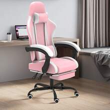 DEVOKO Gaming Chair Computer Chair Ergonomic Gaming Chair With Footrest Office Chair Ergonomic Computer Chair With Lumbar Support - Pink - View 8