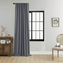 1片或2片装可调节尺寸窗帘套装，遮光窗帘，隔热纯色窗帘，适用于客厅、办公室、卧室 - 炭黑色 - 查看 45