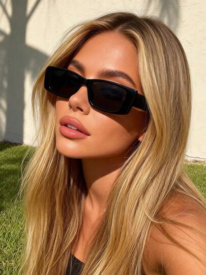 Women's Oversized Geometric Sunglasses, Soft Color Frame For Summer Vacation, Carnival, Street Photography, Outdoor Parties
