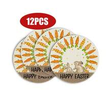 1pc/Set Rabbit, Carrot, Easter Spring Linen Placemat, 35cm Round Seasonal Kitchen Dining Table Decor, Easter Home Decoration - Multicolor - View 11