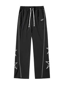 Men's Star Pattern Casual Sports Pants, 4-Season Wear - Black - View 7