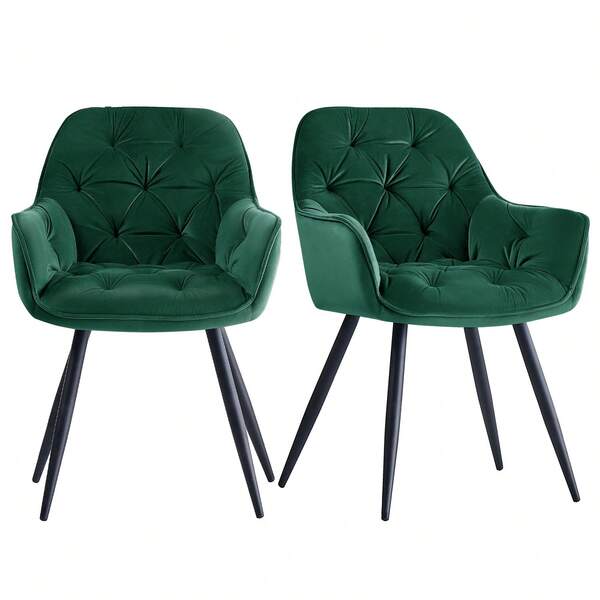 AINPECCA 1/2/4/6 Dining Chairs With Velvet Thick Padded Upholstered Kitchen Tub Chair Armchair With Backrest Metal Legs Living Room Reception Leisure Chairs For Bedroom Lounge Office