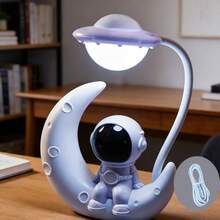 RTONTR 1 PC Creative Moon Astronaut Nightlight LED Fashionable Rechargeable Small Desk Lamp For Bedroom Decoration Study Daily Holiday Gifts Valentine's Day Ramadan Use - Astronaut Night Light - View 2