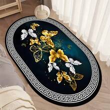 1 Pieza Alfombra De Terciopelo De Cristal Antideslizante Y Lavable, Alfombra Decorativa Grande Para Sala De Estar, Dormitorio, Estudio Con Diseño De Estilo Chino Clásico - Negro - Ver 16