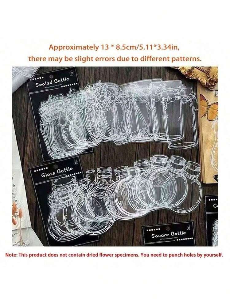 100pcs Dried Flower Petal Transparent Bookmarks, Dried Flower Bookmark Set (Excluding Dried Flowers), Suitable For Outdoor Handmade DIY Bookmarks, Handmade Bookmarks, Books And Gifts. Collect Spring, Summer And Autumn Floral Print Games With Friends, Classmates And Partners - Random Style - View 8