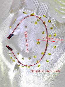 1件亮銀色水鑽網格髮箍,配極簡珍珠寬版,適合假期、休閒、日常穿著的女性髮飾 - 金色 - 查看 3