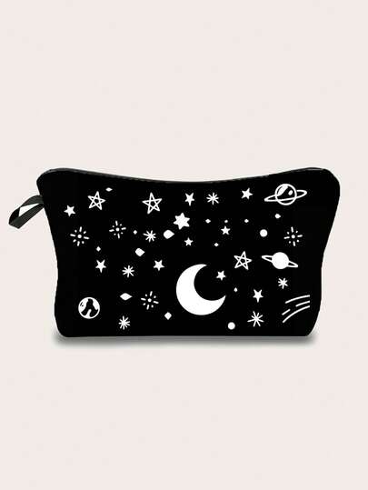 月亮和星星图案化妆包，斋月吉祥，开斋节快乐，化妆品收纳整理包，可重复使用的洗漱用品收纳袋，护肤品收纳袋，杂物收纳袋，个性化礼品袋。