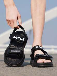 1双男士简约凉鞋，新款耐磨透气时尚鞋，夏季防滑驾车沙滩鞋 - 黑色 - 查看 9