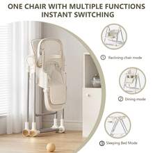 Nawahev 2-In-1 Baby High Chair For Dining Table, Toddler Booster Seat, Adjustable Height & Reclining Backrest, Foldable & Portable, PU Cushion, Lockable Wheels - White - View 4