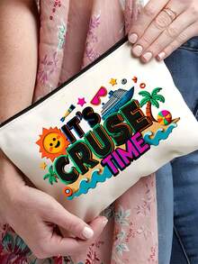 1个邮轮主题旅行化妆包，印有“邮轮时光”字样 - 充满活力的航海风化妆包，旅行收纳包，邮轮和海浪图案，耐用拉链收纳袋，休闲轻便的化妆包，非常适合存放洗漱用品和小物件，适合夏季户外活动、海滩度假、旅行、商务出行、健身、露营，是理想的生日礼物、节日礼物、派对礼物、度假礼物。 - 彩色 - 查看 6