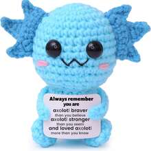 1pcOkiyiD Mini Funny Positive Blue Axolotl Gifts, Knitted Wool Axolotl Toy With Positive Card - Creative Cute Crochet Doll Cheer Up Keepsake Gift For Friends,... - Multicolor - View 1