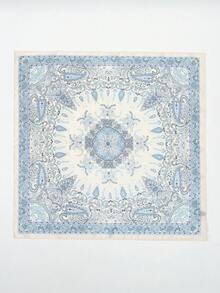 1条女士奢华优雅时尚腰果花卉印花68*68厘米100%真丝方巾，春季款 - 彩色 - 查看 5