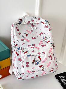 Mochila escolar con diseño de Sanrio Hello Kitty, linda mochila de dibujos animados para estudiantes - Multicolor - Ver 9