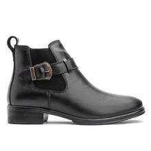 Estilo a Pé Women's Short Boot, Soft Leather, Comfortable, Business, Buckle, Office, Holiday - Black - View 1
