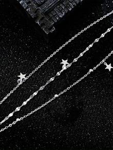 1pc S925 Sterling Silver Fashionable & Elegant Sparkling Multi-Layer Star Bracelet, Suitable For Women's Daily, Party, Holiday Wear, Unique Five-Pointed Star Bracelet Gift - Star - View 8