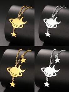 LIKGREAT 1件简约时尚星星、月亮、行星项链配饰，情侣、姐妹、母亲节、生日珠宝礼物 - 時尚系列 - 查看 12