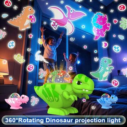 Dinosaur Night Light Projector, Star Night Light, 360'Rotate, 8 Lighting Modes+2Films, Quieter Stars For Ceiling, Bedtime Companion, One Film Used At A Time (Reusable) Birthday/ Decorations, Green/Blue