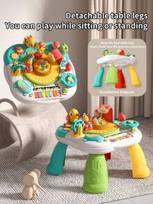 儿童多功能益智游戏桌，婴儿智能音乐玩具学习桌，宝宝万圣节和圣诞节礼物（所有部件颜色随机） - 彩色 - 查看 2