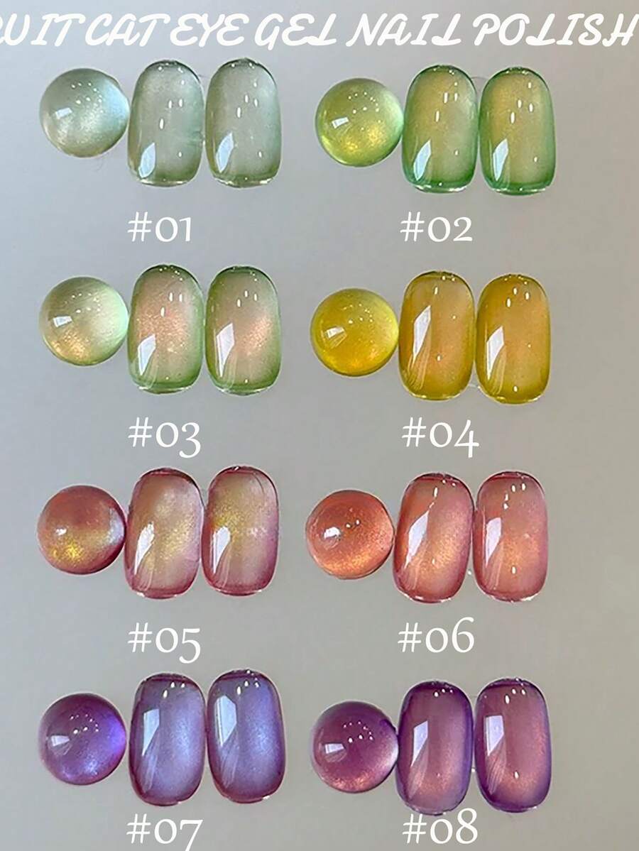 MISS SHAKA 10毫升春夏美甲冰透明绿粉猫眼凝胶指甲油 2026 水果玻璃珠猫眼指甲油 百搭流行美白特效美甲用品 情人节 - 彩色 - 查看 1