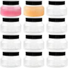 1/6/12pcs 8Oz Plastic Container Tuscany Jars, Empty Round Clear Cosmetic Containers Body Butter Jars For Lotion,Cream,Gel, Sugar Scrub - Black - View 7