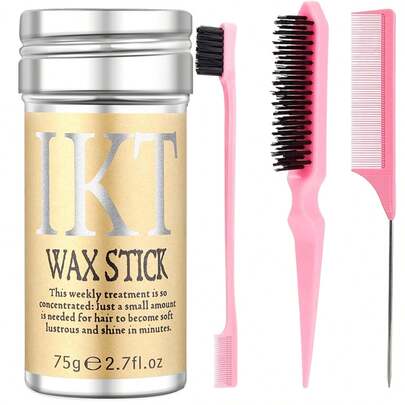 ikt 造型蜡棒，完美控制自然卷发或假发卷发以及不对称发际线，不油腻，适合卷发控制和造型，造型定型发蜡棒