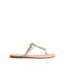 Women Flat Sandals Rhinestone T-Strap Flip Flops Thong Sandals Vacation Beach Casual Chic Party Slip On Sandals Shoes - 杏色 - 查看 5