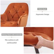 AINPECCA 1/2/4/6 Dining Chairs With Velvet Thick Padded Upholstered Kitchen Tub Chair Armchair With Backrest Metal Legs Living Room Reception Leisure Chairs For Bedroom Lounge Office - Orange - View 8