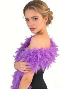 1 قطعة وشاح ريش اصطناعي بحجمين، وشاح ناعم طبيعي، ألوان زاهية لحفلة الشاي وعيد الميلاد والزفاف والتصوير الفوتوغرافي وأزياء الرقص وال-DIY - متعدد الألوان - مشاهدة 4