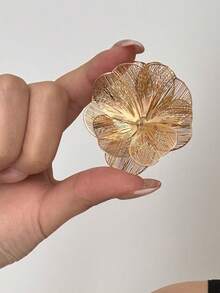 2 piezas Pendientes de botón florales huecos elegantes vintage para mujeres, adecuados para regalos, fiestas, banquetes y accesorios de joyería diaria - Dorado - Ver 3