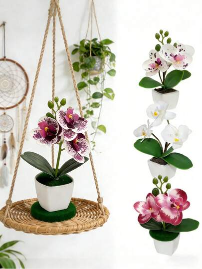 Hoa lan Phalaenopsis nhân tạo trồng trong chậu, hoa giả trang trí ngoài trời, thích hợp cho nhà cửa, văn phòng, phòng khách, phòng ăn, trang trí mùa xuân/hè, đám cưới, sinh nhật, nghỉ hưu, kỷ niệm, hoa lan giả rực rỡ.