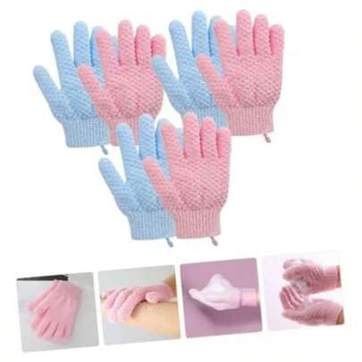 Guantes Exfoliantes De Baño Para Cuerpo 4 Pares Azul Rosa 2azul + 2rosa