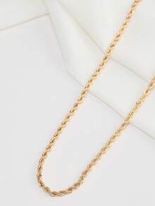 2pcs Fashionable Minimalist Twisted Chain Multi-Layer Necklace With Devil's Eye Copper Pendant For Women - Yellow Gold - View 2