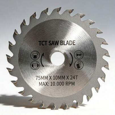 1/2/3 Piezas de 75mm 3 Pulgadas Hoja de sierra circular de acero de tungsteno con 24 dientes para uso en madera solamente. Diámetro del orificio 10mm. Adecuado para talleres y entusiastas del bricolaje para materiales de madera y plástico no metálicos