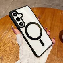 适用于三星 Galaxy A56、A36、A26、A16、S25FE、A17 手机壳，强磁吸附超薄防摔保护壳，S25 Ultra、S24 Ultra 透明硬质后盖 - 黑色 - 查看 3