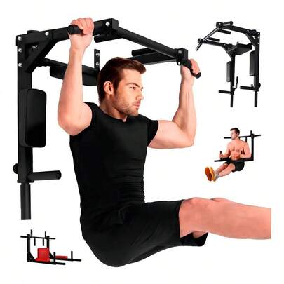 Barra De Ejercicios Pared Barra de Dominadas 8 Ejercicios En 1 Color Negro