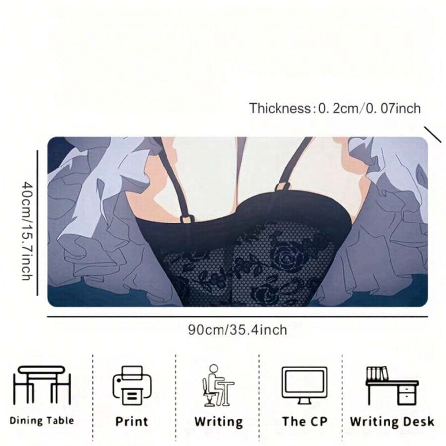 Grande Mouse Pad e Tapete de Mesa com Tema de Meia Anime, Adequado para - Base de Borracha Antiderrapante, Bordas Costuradas, Tapete de Teclado de Computador, Uso Escolar e de Escritório, Presente para, & (Meias)