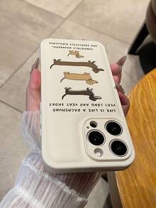 1个香肠狗字母图案凸起轮廓磨砂乳白色手机壳，兼容苹果17、Air、17 Pro、17 Pro Max、16 Pro Max、14/13、12、11 Pro Max等型号，适合作为生日礼物、送给女朋友、男朋友或自用。 - 彩色 - 查看 5