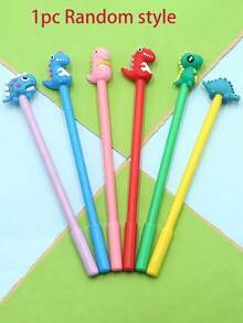 1支创意卡通恐龙中性笔，学生文具可爱硅胶笔帽批发签名笔，减压趣味周边高价值恐龙圆珠笔减压笔 - 長方形 - 查看 9