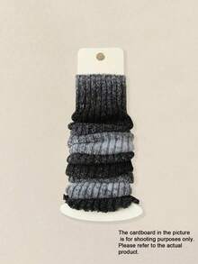 1/4 Pair Random Delivery Women Ombre Leg Warmers, Thick Leg Warmers, Retro Knitted Fashion Calf Leg Warmers, Spring Warm Lace Mid-Calf Leg Sleeves, Autumn/Winter - Multicolor - View 9