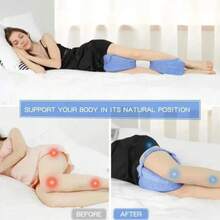 Memory Cotton Leg Pillow For Side Sleepers - Hollow Heart Design Pregnancy & Sciatica Relief Pillow - Orthopedic Support For Hips, Back & Knees - Bed & Sofa Use - 藍色 - 查看 6