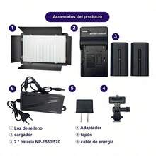 Luz Led De Video Fotografía Con Batería Np-f550/570 600 Leds - por defecto - Ver 4