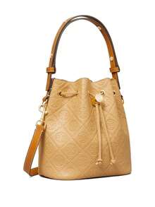 TORY BURCH - Women T Monogram Pebble Bucket Bag - 250 BISCOTTI - View 4