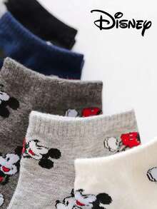 Disney 5双装女士短袜礼品，夏季袜子，印有米奇、米妮、唐老鸭、黛丝卡通人物图案，舒适透气时尚新奇袜子 - 彩色 - 查看 9