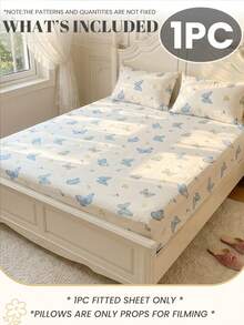 1 Piece Fitted Sheet, Bedding Accessory, Skin-Friendly Bed Cover, Soft And Comfortable, Breathable And Stylish, Full Encasement Mattress Protector, Available In Twin, Double, King, Queen Sizes, Multi-Size Options (Pillows And Pillowcases Not Included), All-Season Use, Machine Washable, Room Decor - Multicolor - View 2