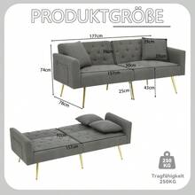 Sofa Bed Mattress - Gray + Teddy - View 2