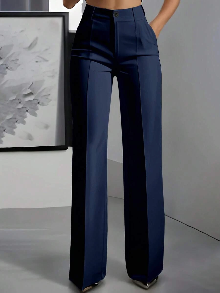 Jisfaneya Plus-Size Women's Solid-Color Pants With Pockets: Elegant, Office-Ready, And Versatile For Commuting