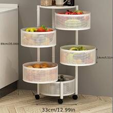 3/4/5-Tier Rotating Kitchen Storage Rack Carbon Steel White/Black Multi-Layer Organizer For Countertop Spice Jar Can Bottle - 白色 - 查看 5