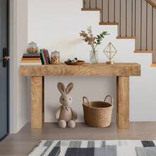 Elegant Wood-Look Faux Trunk Style Console Table With Long Strip Design For Stylish Home Decor - 黑色 - 查看 9