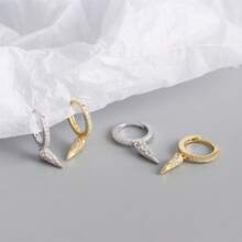 1对时尚奢华小众设计垂坠耳环，百搭日常佩戴首饰礼品 - 幾何型 - 查看 9